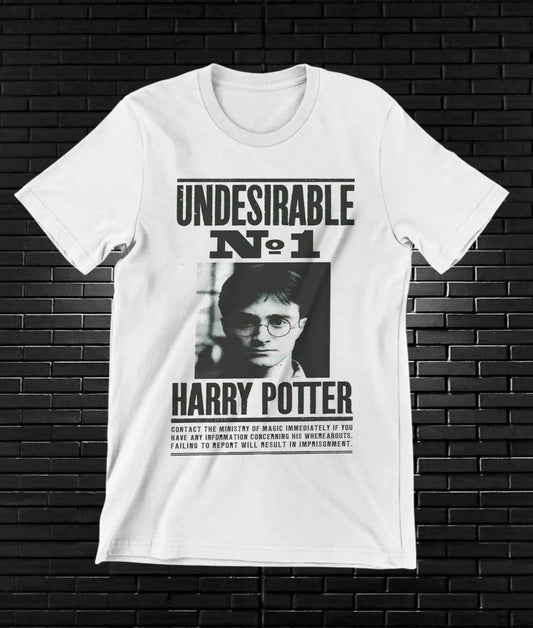 Camiseta Harry Potter – Undesirable No. 1 · cartel de Harry · Blanca