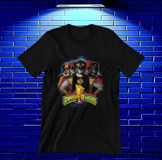 Camiseta Power Rangers – Equipo bajo el logotipo · Negra