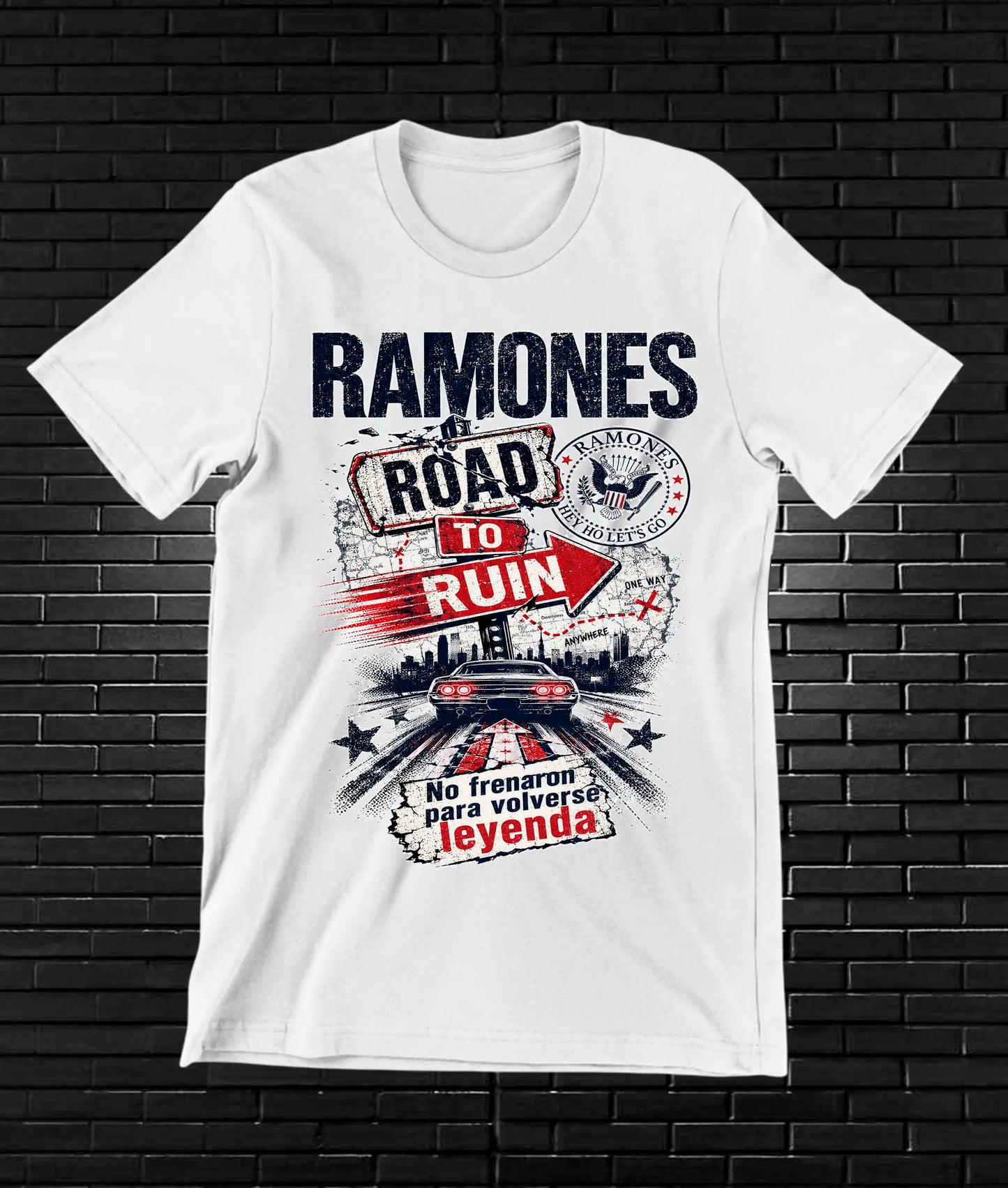Camiseta Ramones BAMOR diseño MERON color Blanco