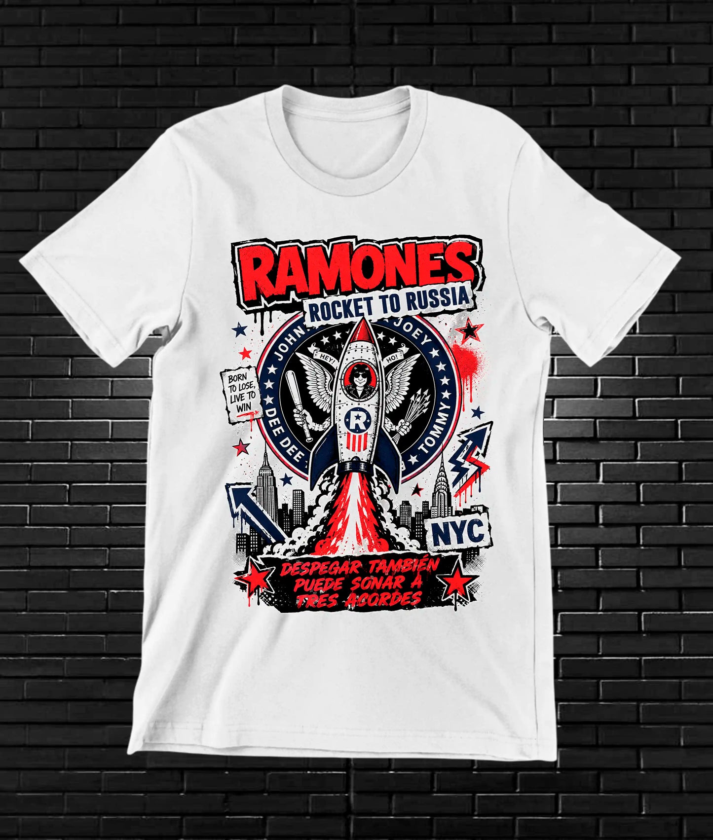 Camiseta Ramones CAMINE diseño BAREN color Blanco