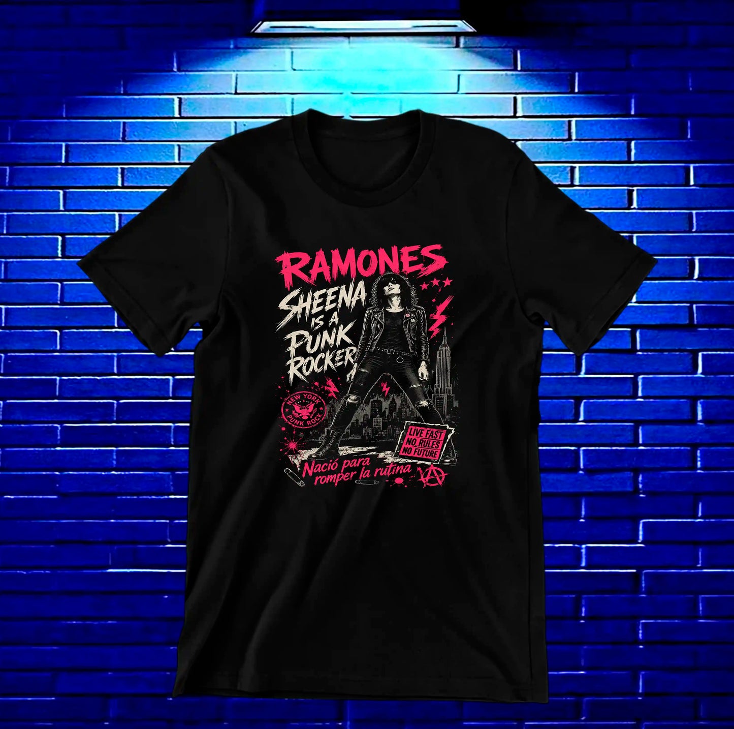 Camiseta Ramones CAMINE diseño BAREN color Negro
