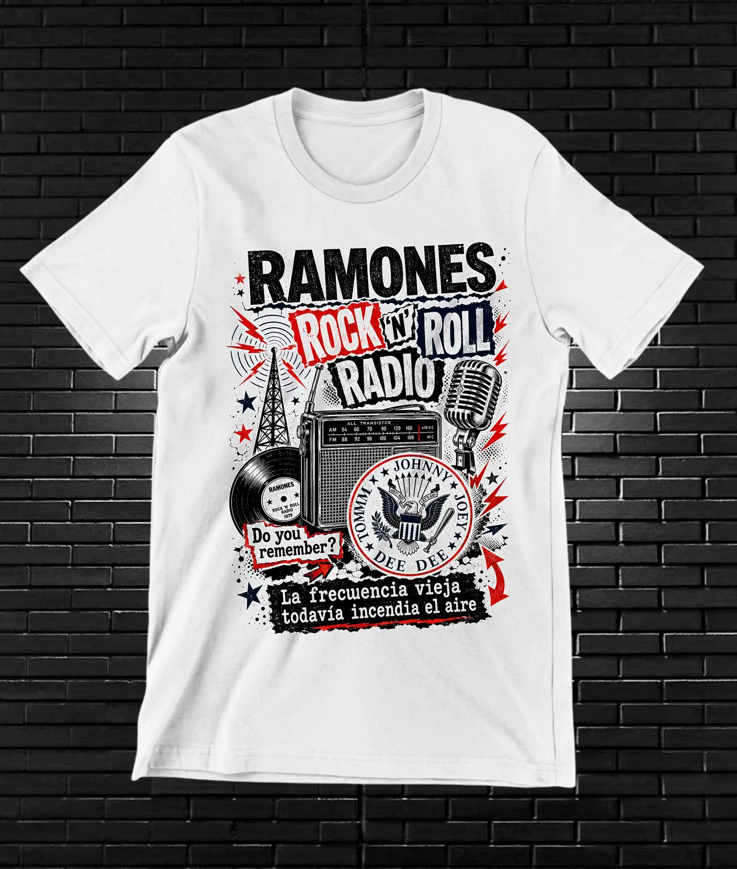 Camiseta Ramones CAMINE diseño NIVRA color Blanco