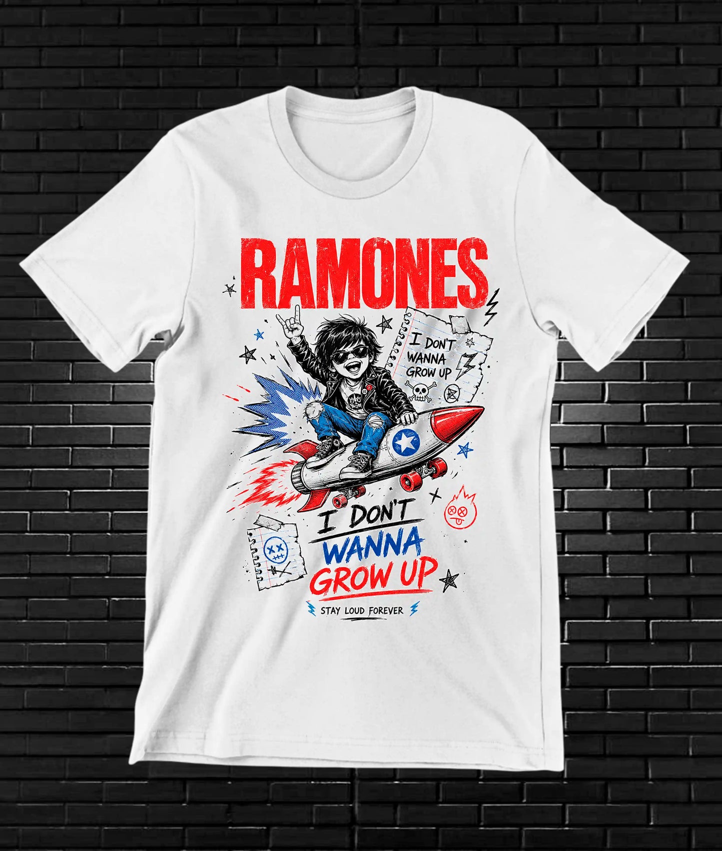 Camiseta Ramones MELAR diseño BANIX color Blanco