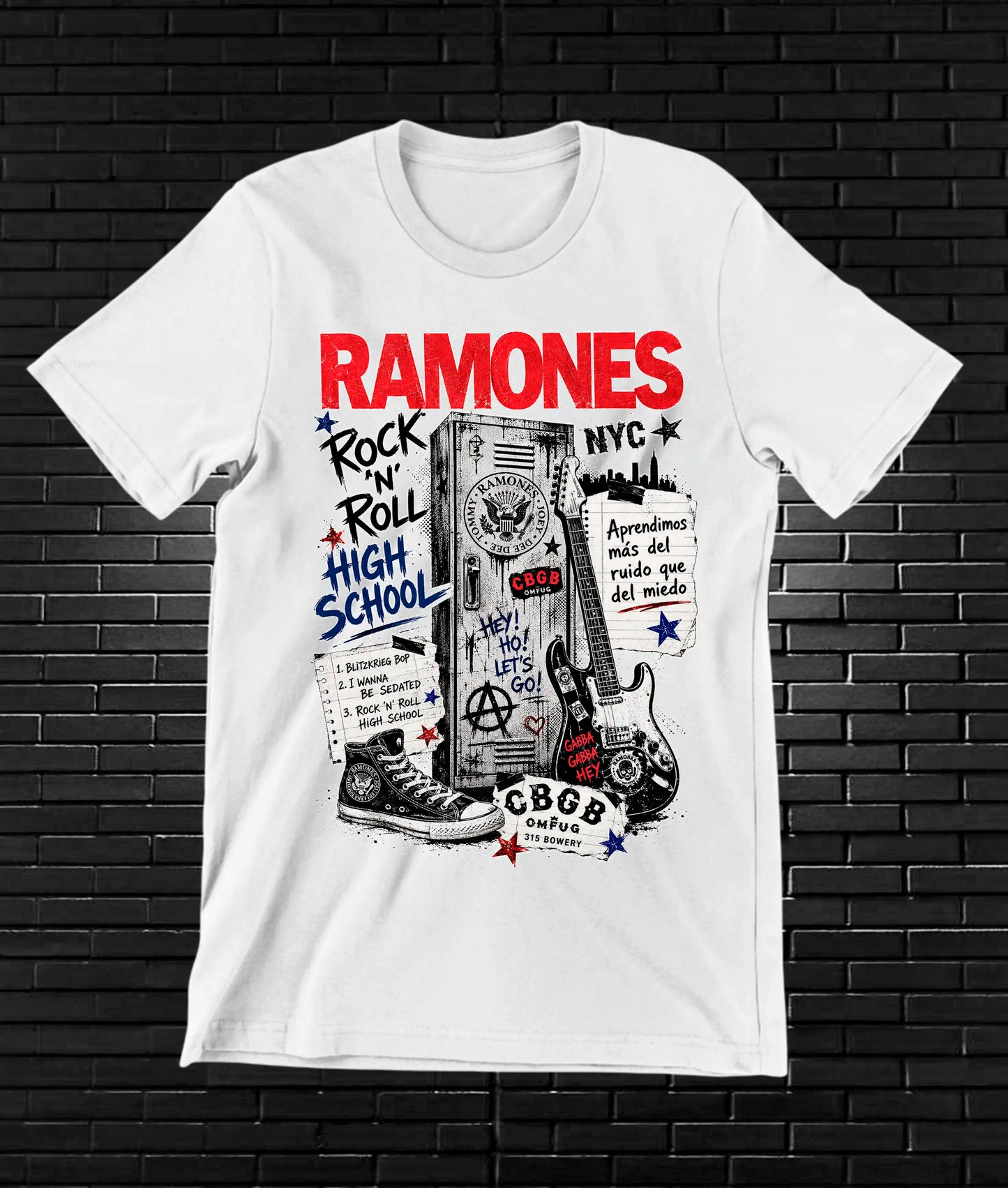 Camiseta Ramones MELAR diseño CAVOX color Blanco