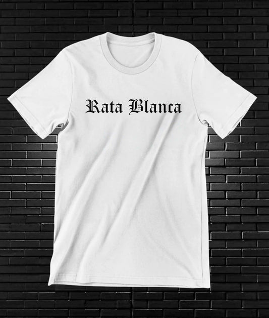 Camiseta Rata Blanca – Logotipo negro · Blanca