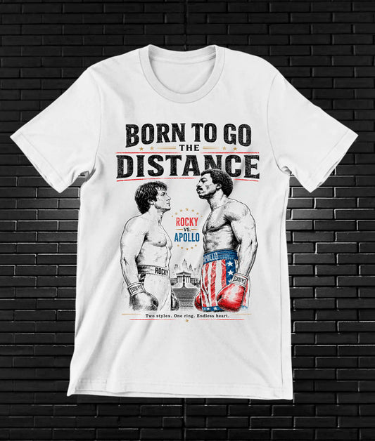 Camiseta Rocky – Born to Go the Distance · Blanca