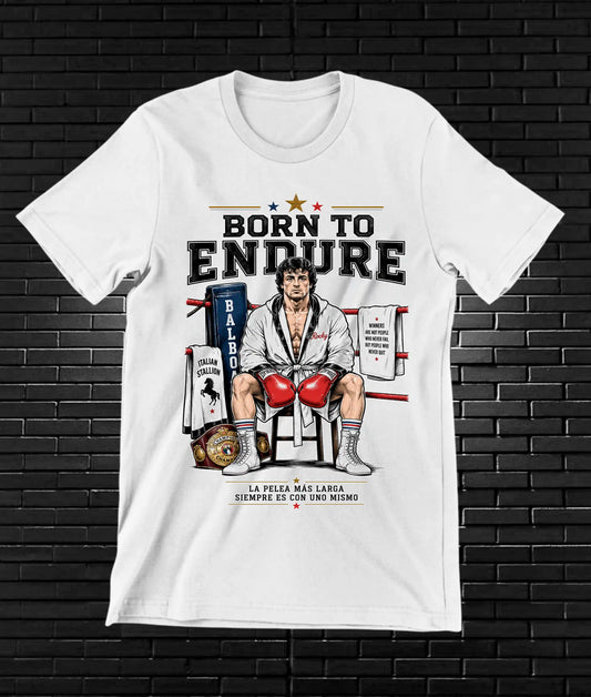 Camiseta Rocky – Born to Endure · Blanca