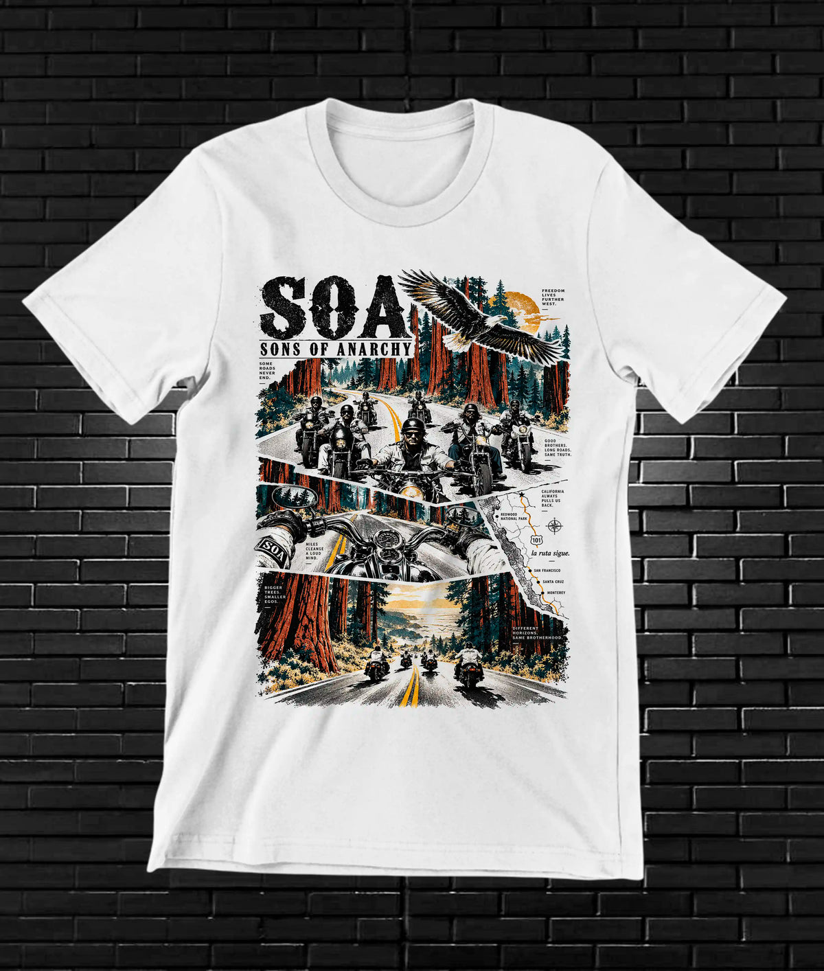 Camiseta Sons of Anarchy – BAMOR – Diseño MERON – Blanco