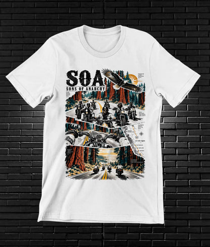 Camiseta Sons of Anarchy – BAMOR – Diseño MERON – Blanco