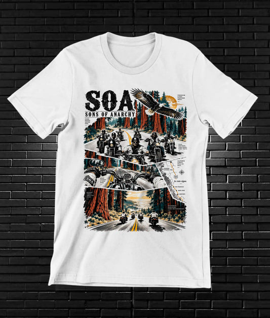 Camiseta Sons of Anarchy – BAMOR – Diseño MERON – Blanco