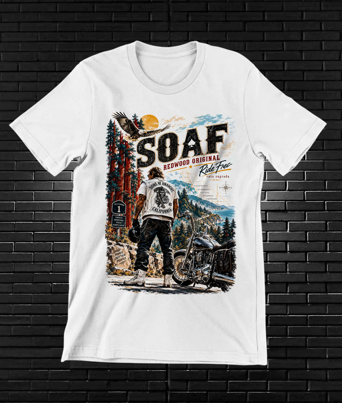 Camiseta Sons of Anarchy – BAMOR – Diseño NIVRA – Blanco