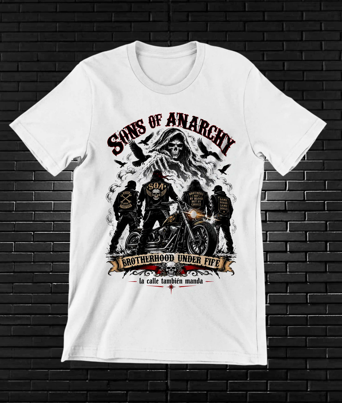 Camiseta Sons of Anarchy – CAMINE – Diseño BAREN – Blanco