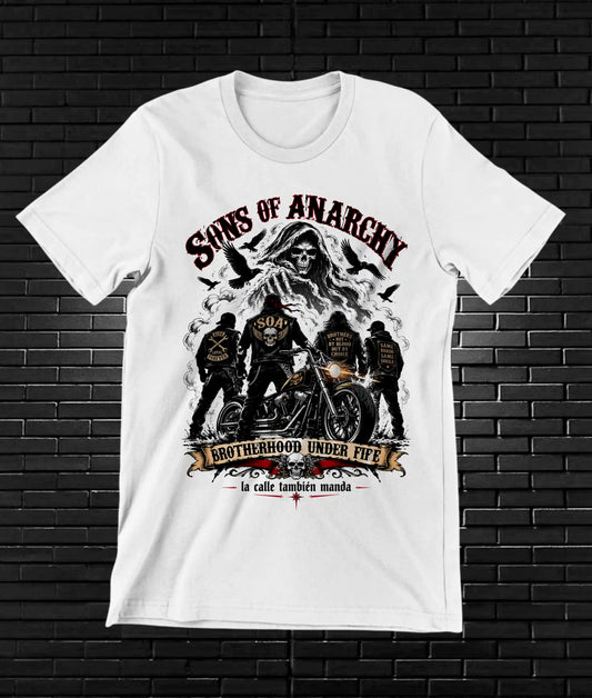 Camiseta Sons of Anarchy – CAMINE – Diseño BAREN – Blanco