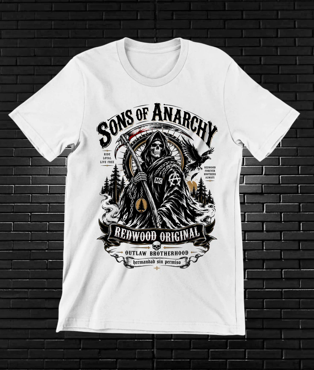 Camiseta Sons of Anarchy – CAMINE – Diseño CAVOX – Blanco