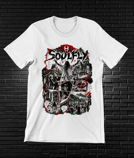 Camiseta Soulfly – BAMOR – Diseño BANIX – Blanco