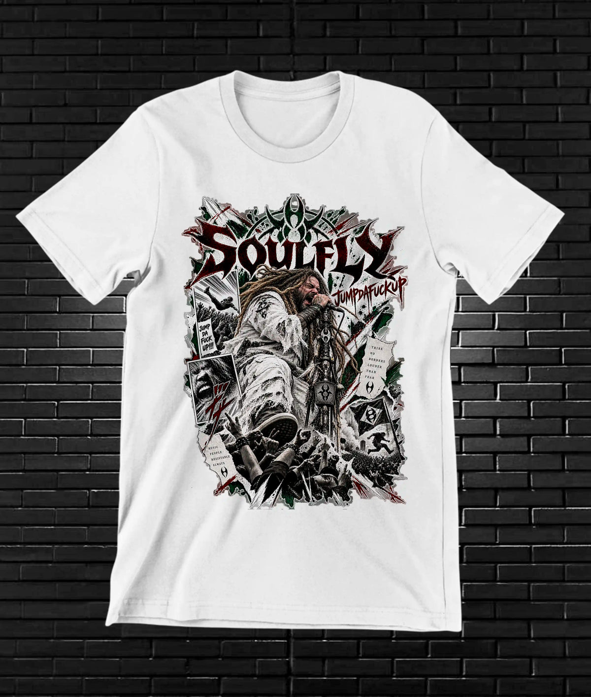 Camiseta Soulfly – BAMOR – Diseño CAVOX – Blanco
