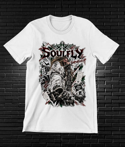 Camiseta Soulfly – BAMOR – Diseño CAVOX – Blanco