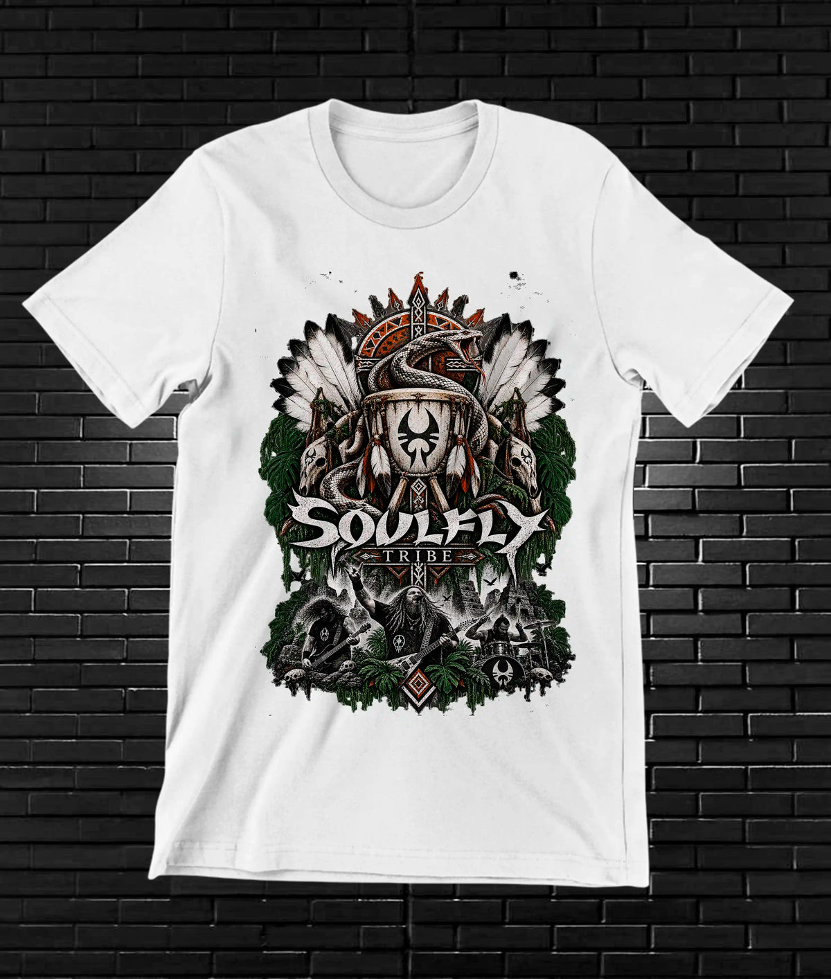 Camiseta Soulfly – CAMINE – Diseño BAREN – Blanco