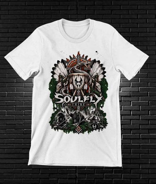 Camiseta Soulfly – CAMINE – Diseño BAREN – Blanco