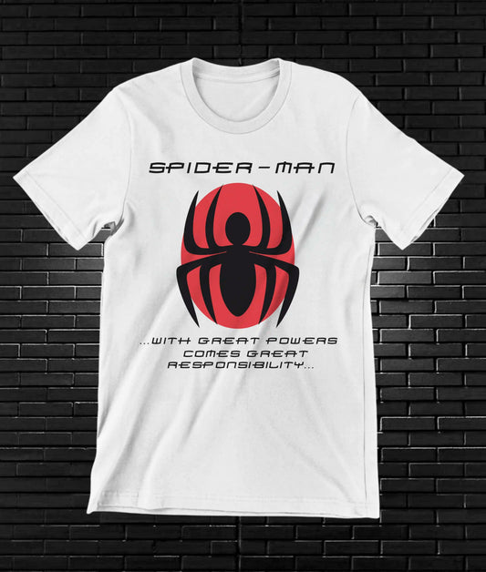 Camiseta Spider-Man – Símbolo de araña en círculo rojo · Blanca