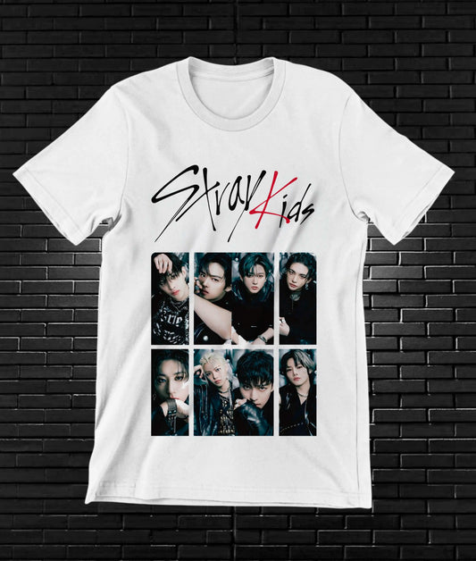 Camiseta Stray Kids – Collage de fotografías · Blanca