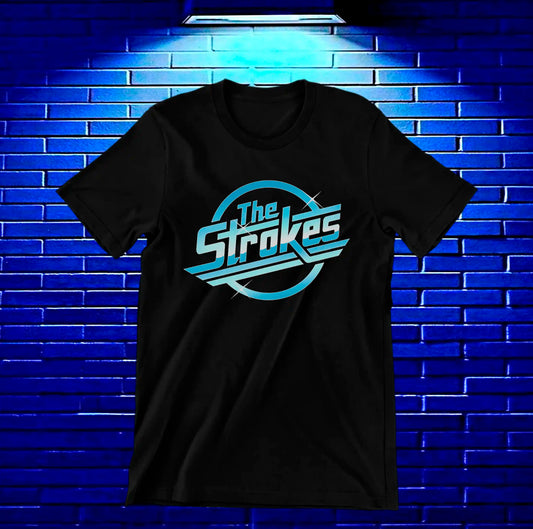 Camiseta The Strokes – Logotipo clásico azul · Negra