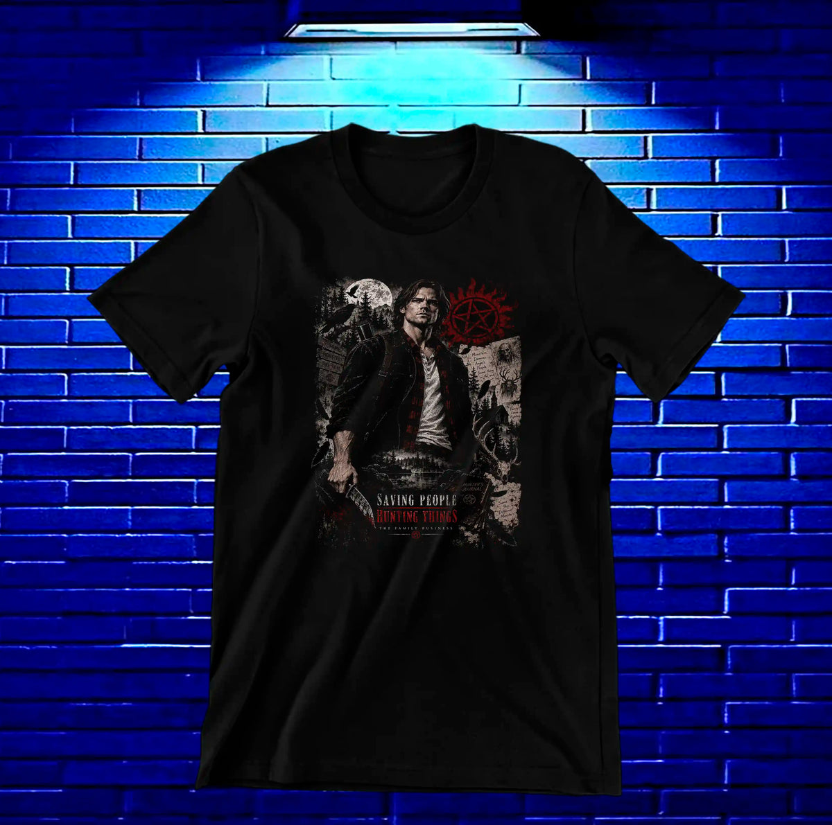 Camiseta Supernatural – CAMINE – Diseño MERON – Negro