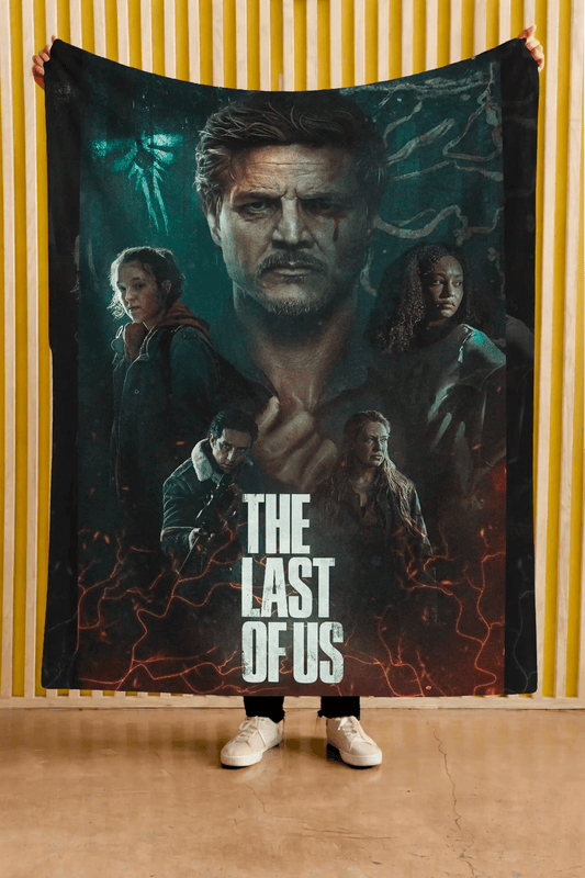 Cobija The Last of Us – Joel y Ellie · retratos azules